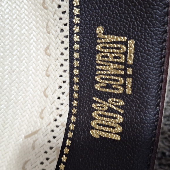 Tony Lama hard straw hat - leather strap - light tan - 7¼ - Picture 7 of 10